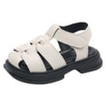 thumbnail image 1 of MIASHUI Girls Roman Sandals Hollow Out Soft Soles Thick Bottom Sandals,Beige,6-7 Years, 1 of 7