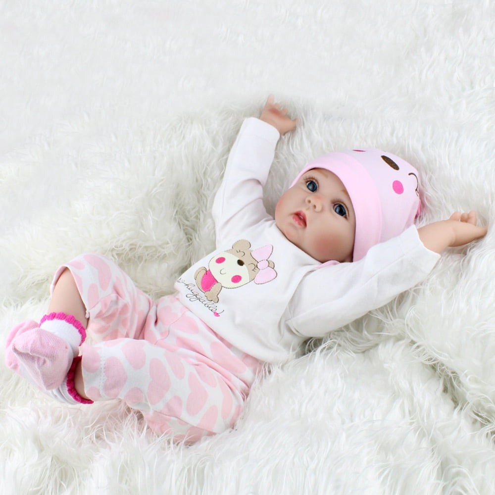 Handmade 22inch Reborn bABY Dolls Adorable Newborn Girl Doll Soft Cloth Body with Accessories