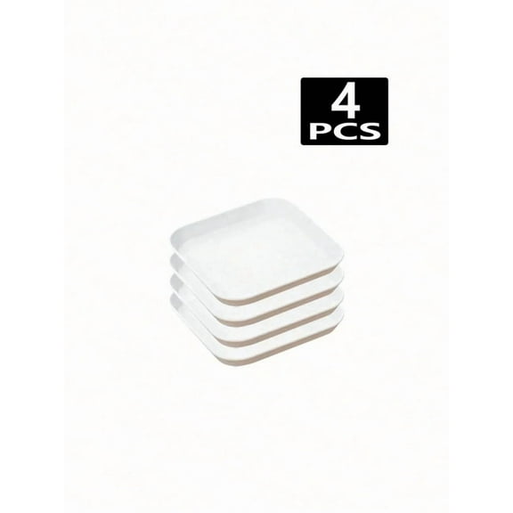 4/8pcs White plastic square plate spit bone plate dessert plate reusable suitable for family camping picnic restaurant