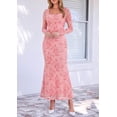 thumbnail image 3 of PRETTYGARDEN Women's Long Sleeve Floral Maxi Bodycon Dress Cocktail Dresses for Wedding Guest, Square Neck, Stretchy Mesh, Elegant Classy, Formal Holiday Party, 3 of 7