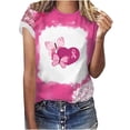 thumbnail image 4 of SOOMLON Breast Cancer Fundraising Shirt for Women Breast Cancer Ribbon Shirts Fashion Women's Casual Printed Ladies Sweatshirt Tops Short Sleeve Round Neck Pink Top for Women S, 4 of 5