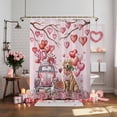 thumbnail image 4 of Valentine's Day Shower Curtain Gold Hair Dogs Bathroom Curtains with Hooks, Waterproof Fabric Dog Pink Truck Love Heart Rose Bath Shower Curtains Set for Bathroom Bathtubs Decor 72x72 Inch, 4 of 9