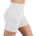 thumbnail image 2 of Hinvhai Biker Shorts Girl with Pockets - High Waisted Tummy Control Workout Gym Running Yoga Shorts White 14 Years, 2 of 9