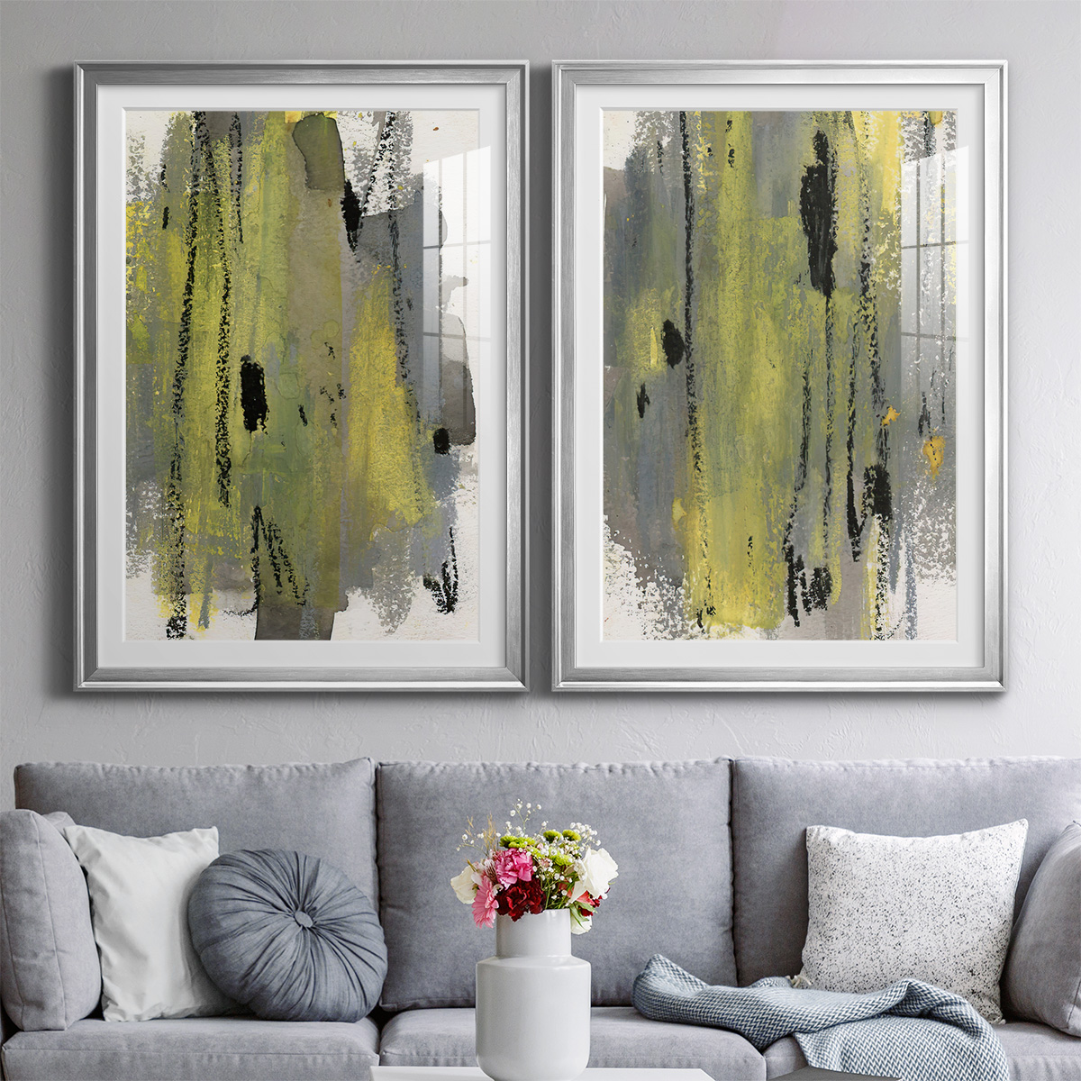 Wexford Home Loft Pastel I Premium Framed Print, 30.5" x 42.5" - Ready to Hang, Silver (Set of 2)