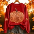 thumbnail image 2 of Gunia Plus Size Pumpkin Womens Halloween Sweatshirts Sweatshirt Round Neck Long Sleeve Sweatshirts Casual Fall Fashion Pullover Tops Sweater Trendy Clothes Red S-3Xl, 2 of 4