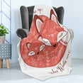 thumbnail image 4 of Saying Soft Flannel Fleece Throw Blanket, Wake up When Winter over Phrase over Sleeping Baby Fox with Mother, Cozy Plush for Indoor and Outdoor Use, 70" x 90", Coral Rust and Blush, by Ambesonne, 4 of 5