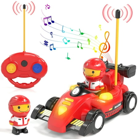 Remote Control Cars for Toddlers, RC Car for Kids with Lights & Music, Boys Toy Cars, Cartoon Race Car for Boys & Girls 2-5 Years Old Birthday Gift