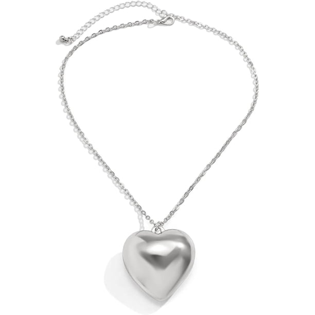 Gargantilla gruesa con forma de corazón – Colgante de corazón grande, cadena de terciopelo ajustable, collares de corazón para mujeres, adolescentes y niñas Y2K, accesorios de joyería de moda