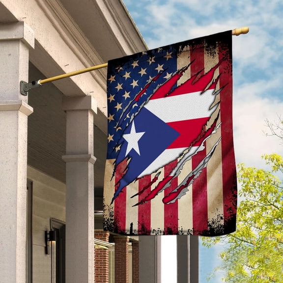 Flag Half American Flag Puerto Rican Proud In Puerto Rico U.S.A Friendship Root Garden Flag, Double-Sided Decorative Outdoor Flag, Patriotic Polyester Yard Flag 12 x 18 in
