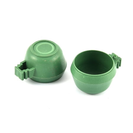 Clean Cup Feeder - Bird Pigeon Plastic Round Water Liquid Feeder Pet Drinking Cup Green 2 Pcs