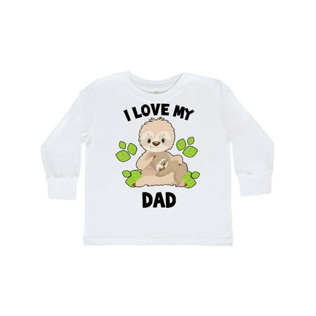 

Inktastic Cute Sloth I Love My Dad with Green Leaves Gift Toddler Boy or Toddler Girl Long Sleeve T-Shirt