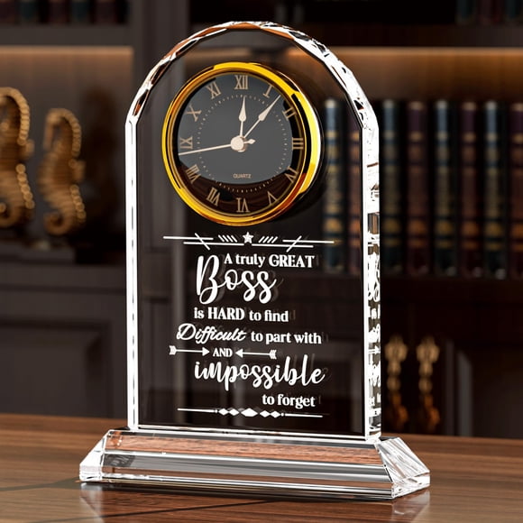 Ornalrist Boss Gifts for Men Women Crystal Clock, Gifts for Retirement Female Boss - Boss Appreciation Gift for Men, Boss's Day G