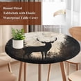 thumbnail image 3 of Rustic Forest Deer Round Tablecloth 55-60 Inch Round Fitted Table Cloth with Elastic Edge, Retro Farmhouse Country Animals Tree Waterproof Table Cover Protector for Outdoor Picnic Party Dining, 3 of 6