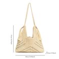thumbnail image 2 of Bolso de mano tejido para mujer con cordón bolso de playa tejido de malla bolso de ganchillo de color sólido, 2 of 9