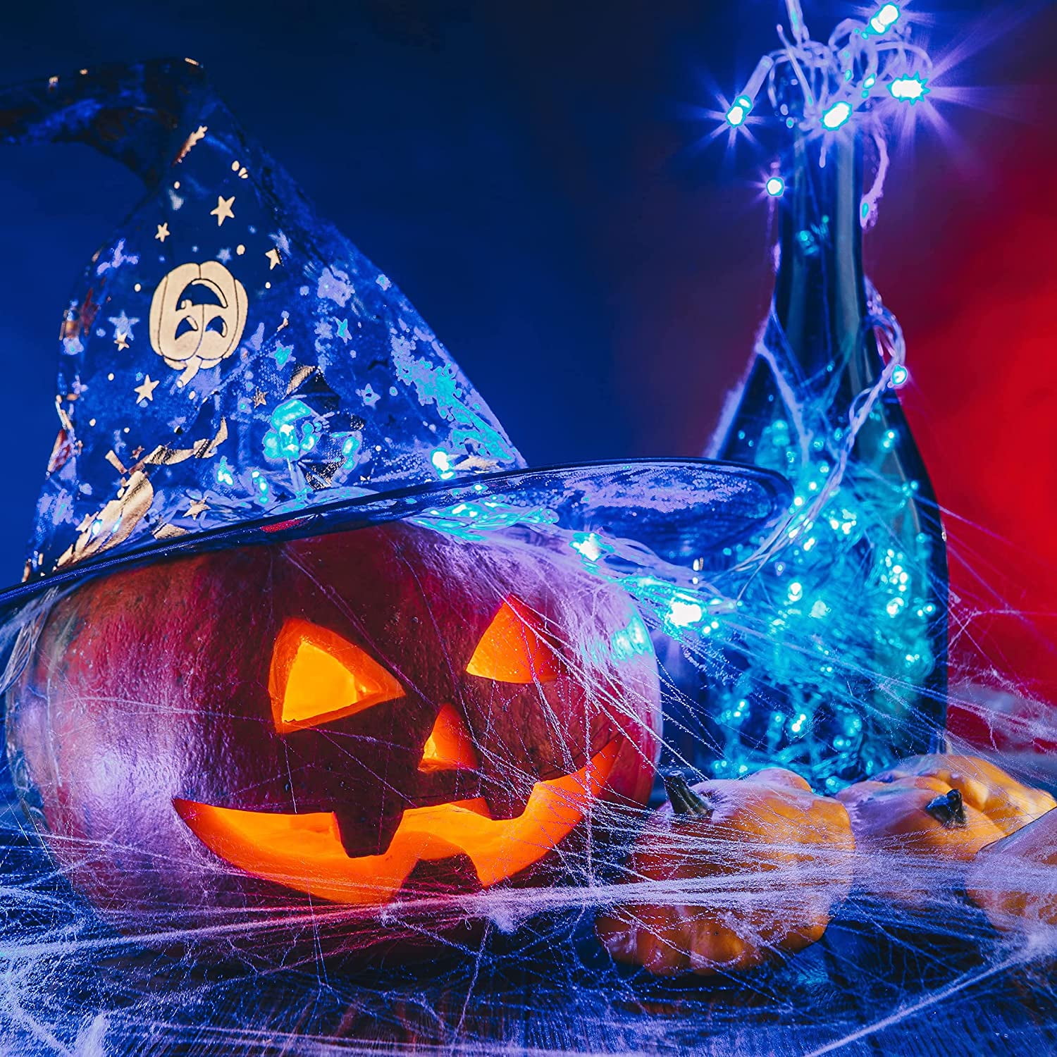 JMEXSUSS Blue Christmas String Lights Indoor Outdoor, 66ft 200 LED Blue String Lights Clear Wire Plug in, 8 Modes Waterproof Christmas Lights for Halloween Tree Party Bedroom  Christmas Decoration