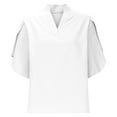 thumbnail image 4 of ZZwxWA Work Tops for Women V Neck Split Short Sleeve Shirt Business Casual Outfits Office Dress Shirts Ladies Elegant Blouse, 4 of 6