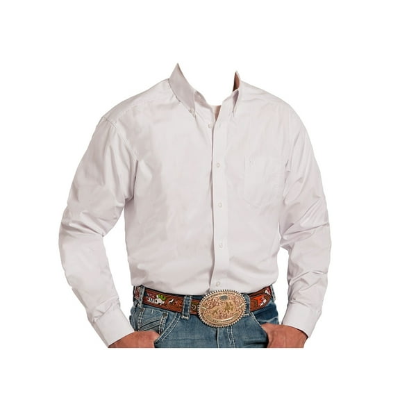 Roper Western Shirt Mens L/S Button Solid White 03-001-0366-0025 WH