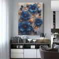 thumbnail image 4 of Xecao Elegant Blue Gold Blooms for Ready-to-Hang Canvas Art 12x16 Inches - Waterproof HD Print Solid Wood Frame for Gifting,Vertical, 4 of 8