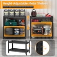thumbnail image 5 of 3-Tier Kitchen Baker's Rack with Rolling Wheels, Microwave Oven Cart Stand, Adjustable Utility Shelving Storage Unit, Heavy Duty Organizer Rack for Living Room, Garage, Home and Office (Black), 5 of 8
