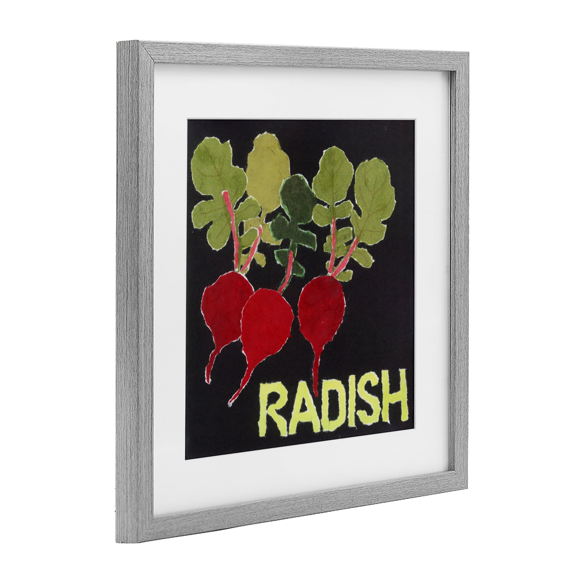 Stupell Industries Collaged Radish Vegetables Gray Framed Print Under Glass, design by Nancy Overton