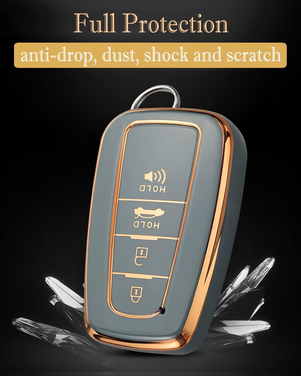 for Toyota Key Fob Cover, for Camry RAV4 Highlander Avalon C-HR Prius Corolla GT86 Key fob case Premium Soft TPU Full Cover Protection Smart Key Holder