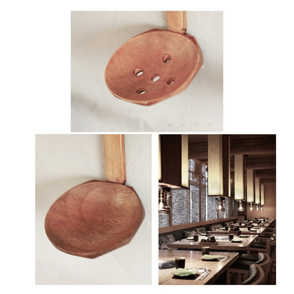 Long Handle Spoon Bamboo Wooden Burlywood Easy to Clean Practical Cooking Ladle