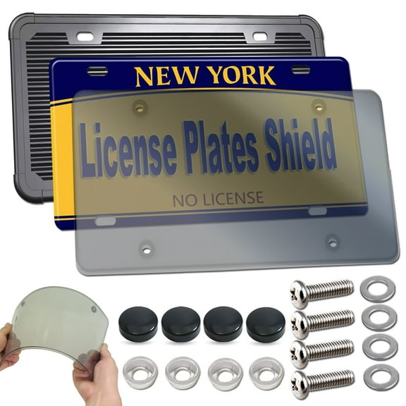 License Plate Protector -Silicone License Plate Frame and Car Tag Cover, with Mounting Screw Caps, Black