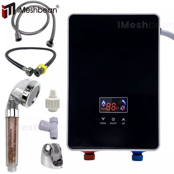 iMeshbean 6500W 220V Tankless Electric Hot Water Heater Instant Boiler On Demand Whole House US