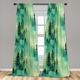 thumbnail image 2 of Forest Window Curtains, Vintage Looking Foggy Jungle Landscape Drawing Watercolor Artwork, Lightweight Decor 2-Panel Set with Rod Pocket, Pair of - 28"x63", Fern Green and Laurel Green, by Ambesonne, 2 of 3