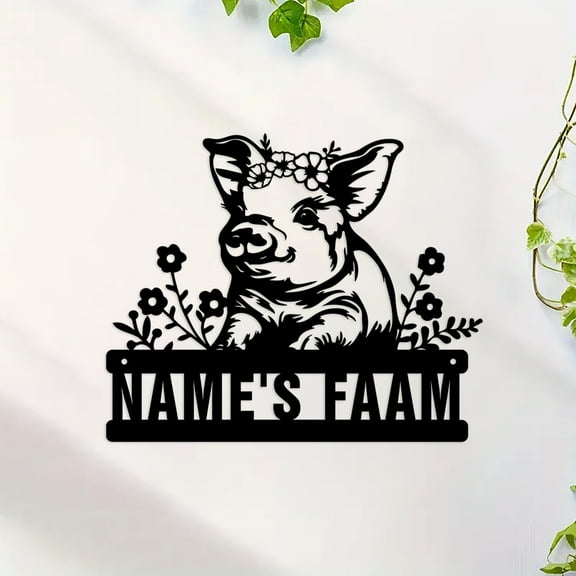 Custom Metal Pig Sign Pig Farm Sign Personalized Pig Metal Wall Art Pig Metal Sign Family Name Sign Farmhouse Decor Farmer Gift