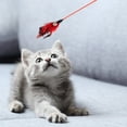 thumbnail image 3 of Pet Teaser Plastic Long Handle Teasing Rod Stick Feather Pet Feather Bell Interactive Pet Toy, Colorful, Color Random, 3 of 6