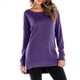 thumbnail image 3 of Sudadera de Mujer de Color Liso con Cuello Redondo, Larga y Abertura Frontal Corta y Trasera Larga Púrpura L, 3 of 9