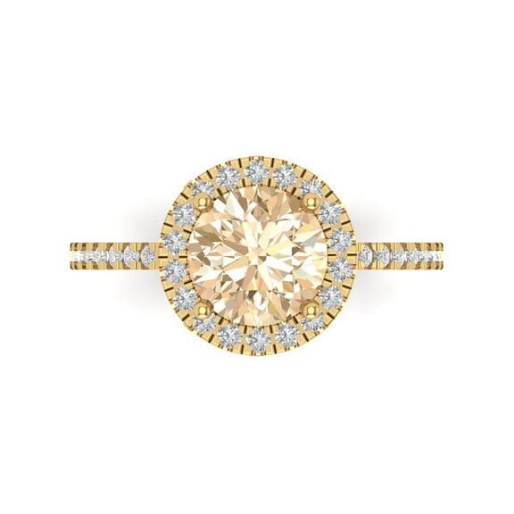 Halo Engagement Ring for Women - 1.8ct Natural Morganite in 18K Yellow Gold Promise Ring