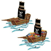 Beistle 3-D Pirate Ship Centerpiece, 2 Piece, 18.5" x 25.5", Multicolored