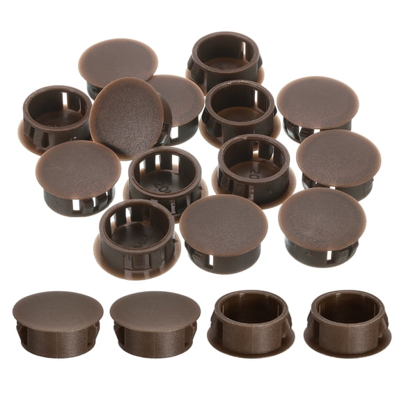 Uxcell Lot de 28 Bouchons de Trou en Nylon 20mm(13/16 Pouces), Type Flush Panneau Rond à Encliqueter, Marron