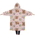 thumbnail image 2 of Oversized Wearable Blanket Hoodie,Pink Highland Cow Flower Pattern Sherpa Blanket Hoodie with Super Pockets,Super Warm Fuzzy Pullover for Women & Men, 2 of 6
