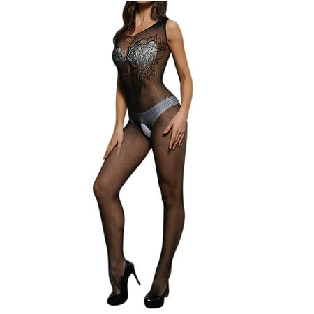 

QENGING Lingerie for Women Large Size Perspective Elastic Mesh Clothes Suspender Skirt Sexy Pajamas Jumpsuit Deals of The Day