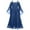 Blue, variant on Women's Plus Size Gothic Black Flare Sleeves Dress With Mesh Spliced Double Layer Midi