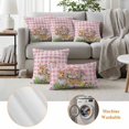 thumbnail image 6 of Happy Easter Outdoor Waterproof Pillow Covers, Spring Easter Eggs Bunny Floral Pink Plaid Decorative Square Throw Pillowcase Sofa Cushion Sham for Patio/Couch/Chair, 20"x20" 2 Pack, 6 of 8