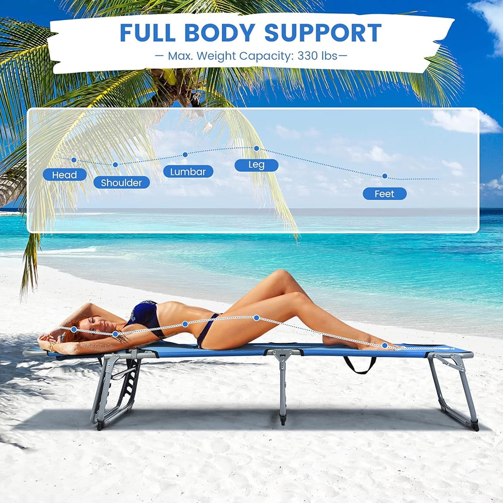 Aimee Lii Folding Chaise Lounge Chair with Face Hole for Beach, Patio Loungers, Blue
