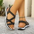 thumbnail image 5 of Womens Comfort Sandals Cross Strap with Adjustable Ankle Strap, Cushioned Lightweight Everyday Casual Black Vegan Faux Leather,Size 40, 5 of 9