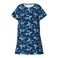 thumbnail image 6 of Womens Pajamas Funny Print Long Sleeve Sleep Dress Home Plus Size Robes for Women,Dark Blue,M, 6 of 6
