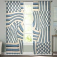 thumbnail image 2 of Blue Geometric Sheer Curtains 84 Inches Long 2 Panels Set, Window Sheer Curtains for Living Room/Bedroom, Abstract Gradient Minimalist Stripes Grid Light Filtering Rod Pocket Curtain 52'' x 84'' x 2, 2 of 7