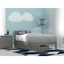 AFI Boston 14" Twin Wood Platform Bed Frame with Set of 2 Storage Drawers, Grey