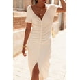 thumbnail image 6 of Elegant Short Sleeve Pencil Style T-Shirt Dress in Beige, 6 of 7