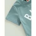 thumbnail image 6 of Cenuakty Toddler Baby Boy Summer Clothes Suits Letter Print Short Sleeve Crew Neck T-Shirts Tops Elastic Waist Rolled Hem Shorts 2Pcs Set, 6 of 9