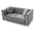 thumbnail image 5 of HomeStock Seaside Serenity Loveseat with Soft Velvet Channel Tufting, Stylish Pocketed Coil Cushions and Chrome Plated Legs, Includes Matching Throw Pillows-Color:Gray, 5 of 5