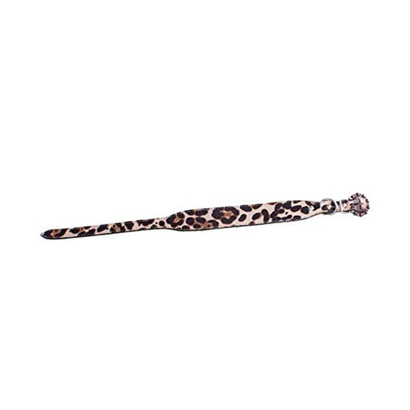 Showman Couture Leather Dog Collar w/ Leopard Print (Large 19"-24")