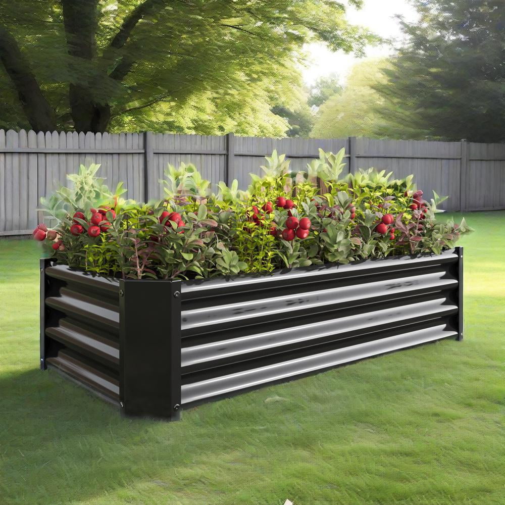 Galvanized Steel Raised Garden Bed Kit - Outdoor Metal Planter Box for Vegetable/Flower Planting & Landscaping, Heavy Duty Rust-Resistant Design