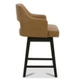 thumbnail image 4 of CHITA 26 in Swivel Counter Bar Stools Set of 2 with Open Contoured Back&Wood Legs, Faux Leather in Cognac Brown, 4 of 10